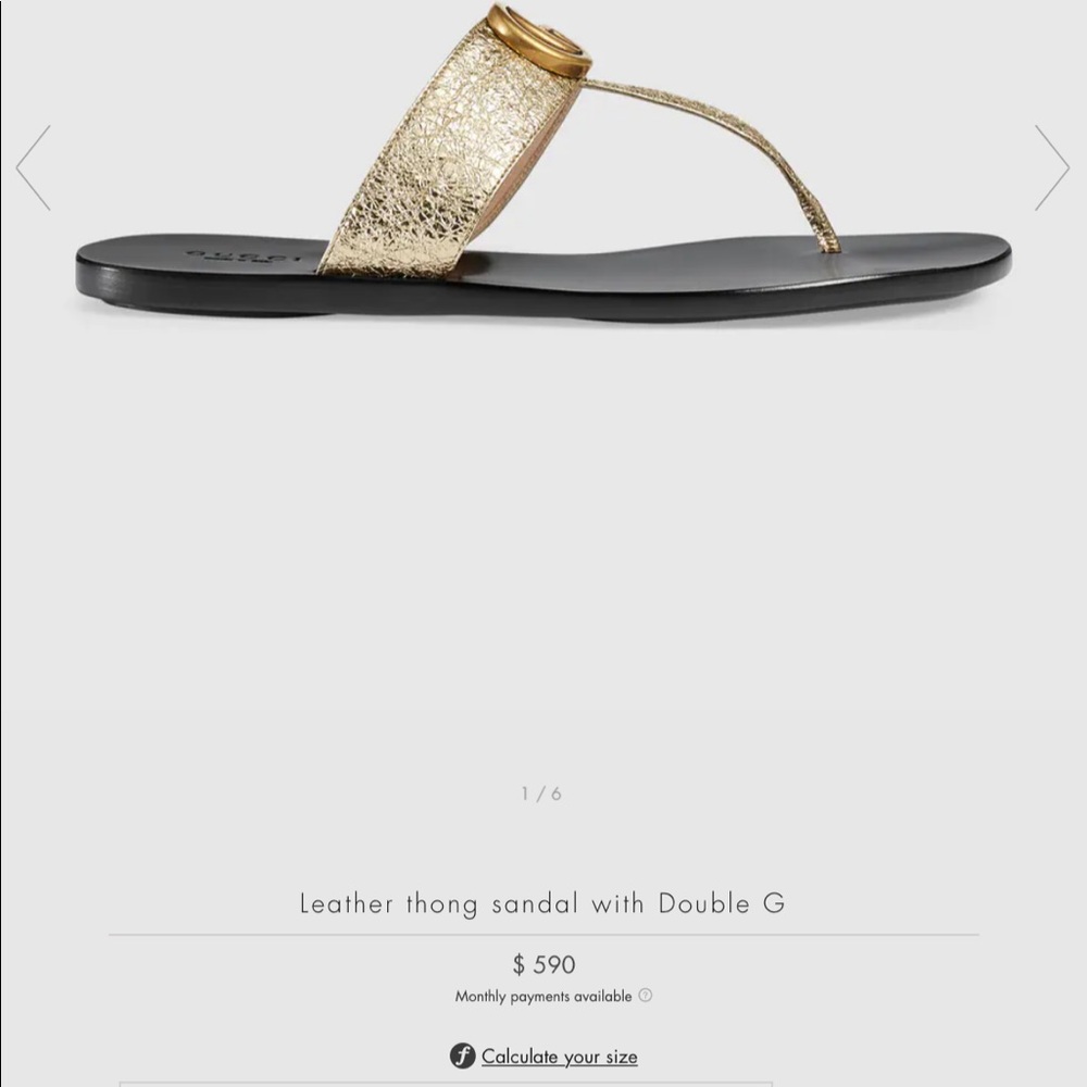 Gucci thong sandals metallic gold leather Purchased the wrong size passed return
